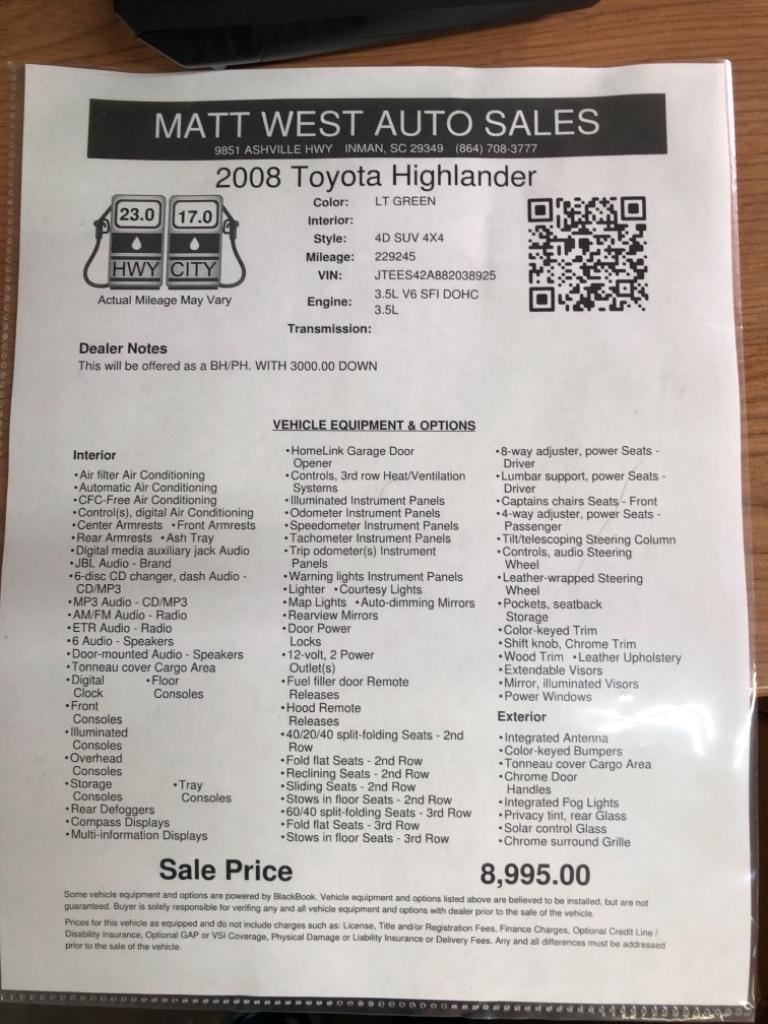 2008 Toyota Highlander Limited